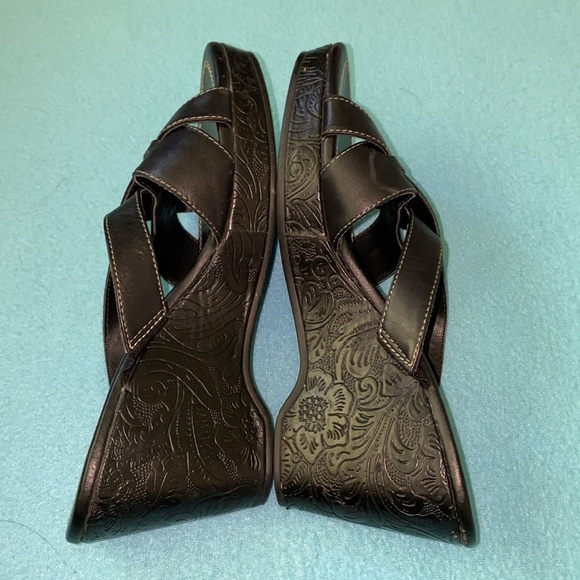 LIZ CLAIBORNE Seville leather wedge black strap chunky summer sandals size 6.5 M - Picture 7 of 12